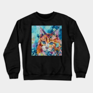 Scruffy Cat Oil Painting Crewneck Sweatshirt